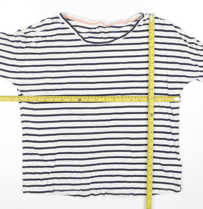 Boden Women’s Blue White Striped 3/4 Sleeve Cotton Modal T-Shirt UK 10