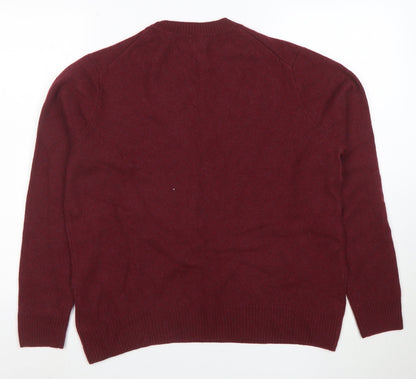 Marks and Spencer Womens Red Lambswool Crew Neck Jumper Size L
