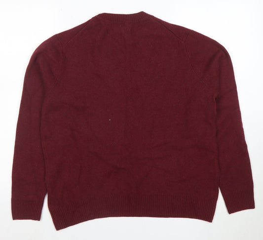 Marks and Spencer Womens Red Lambswool Crew Neck Jumper Size L