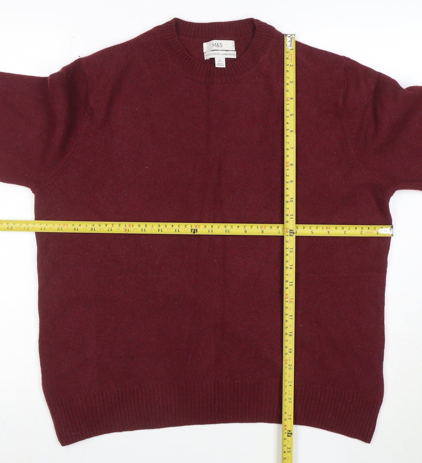 Marks and Spencer Womens Red Lambswool Crew Neck Jumper Size L