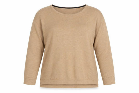 White Stuff Women's Beige Crew Neck Wool Cotton Jumper Size 12