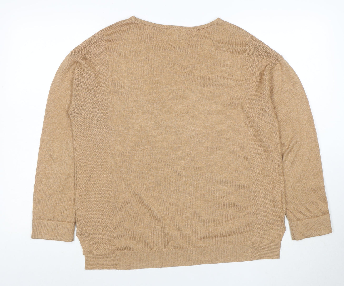 White Stuff Women's Beige Crew Neck Wool Cotton Jumper Size 12