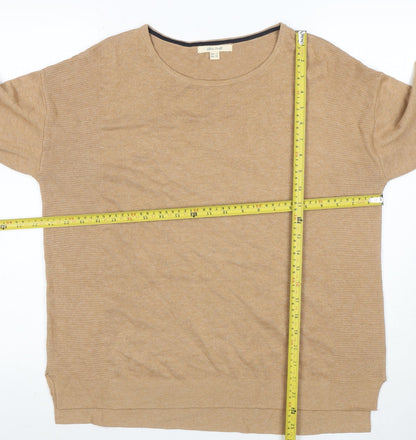 White Stuff Women's Beige Crew Neck Wool Cotton Jumper Size 12