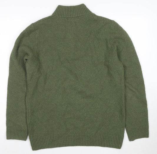 Crew Clothing Company Men’s Green Lambswool 1/4 Zip Jumper L