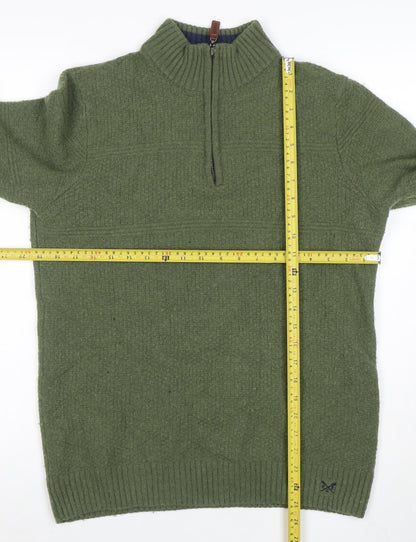 Crew Clothing Company Men’s Green Lambswool 1/4 Zip Jumper L