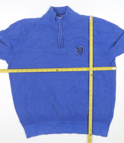 Glenmuir Men Blue Cotton 1/4 Zip Golf Jumper Size L