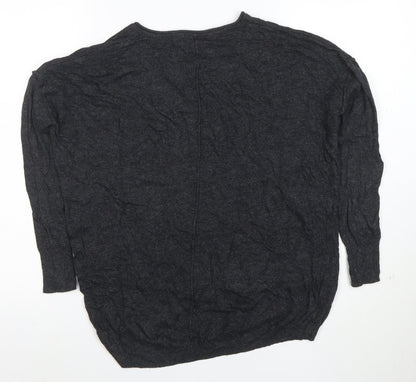 Mint Velvet Women's Grey Beaded V-Neck Pullover Jumper XS