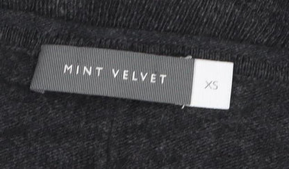 Mint Velvet Women's Grey Beaded V-Neck Pullover Jumper XS