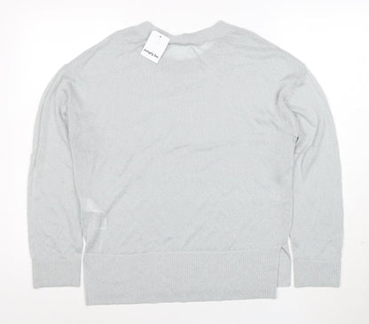 Simply Be Women Silver Knit Long Sleeve Pullover Jumper Size 8/10