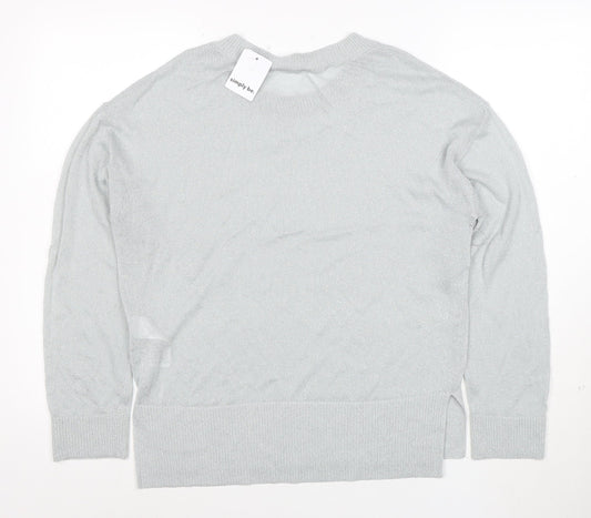 Simply Be Women Silver Knit Long Sleeve Pullover Jumper Size 8/10