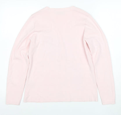 Jumper Women Pink Floral Embroidered V-Neck Cardigan M