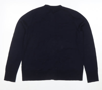 COS Women's Black Wool Crew Neck Long Sleeve Cardigan Size S