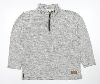 Weird Fish Men’s Grey 1/4 Zip Knit Sweatshirt L Regular Fit