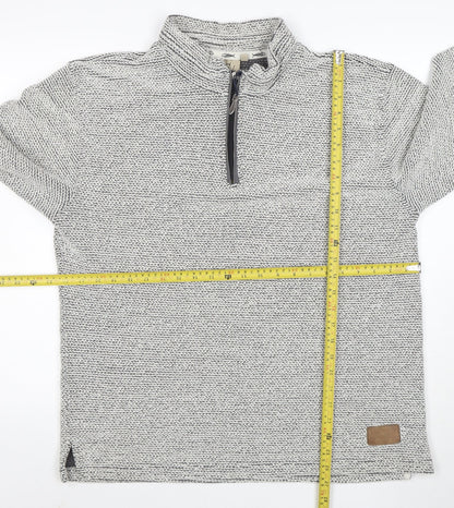 Weird Fish Men’s Grey 1/4 Zip Knit Sweatshirt L Regular Fit
