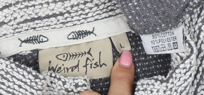 Weird Fish Men’s Grey 1/4 Zip Knit Sweatshirt L Regular Fit