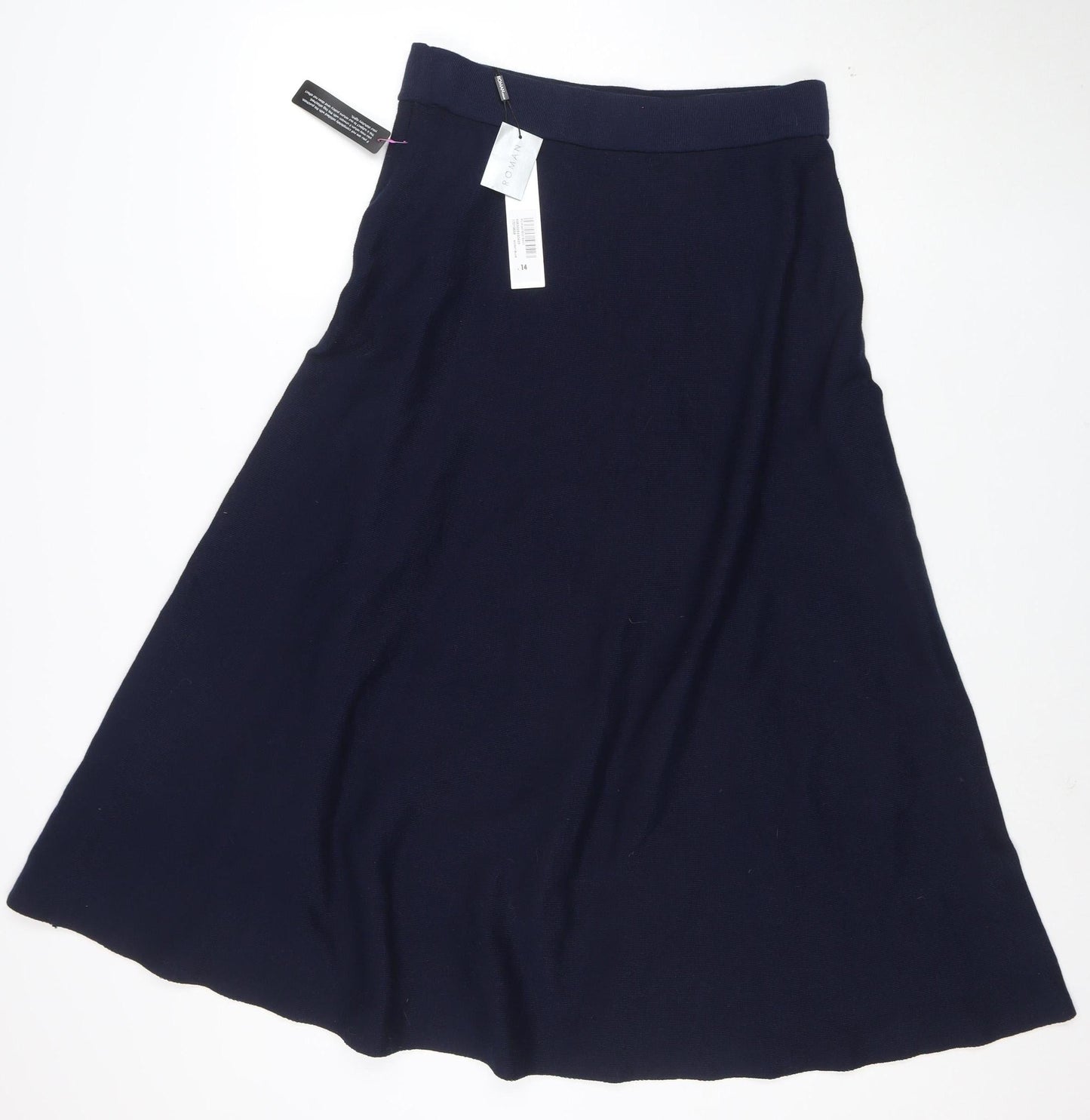 Roman Women’s Blue A-Line Midi Knit Skirt Size 14