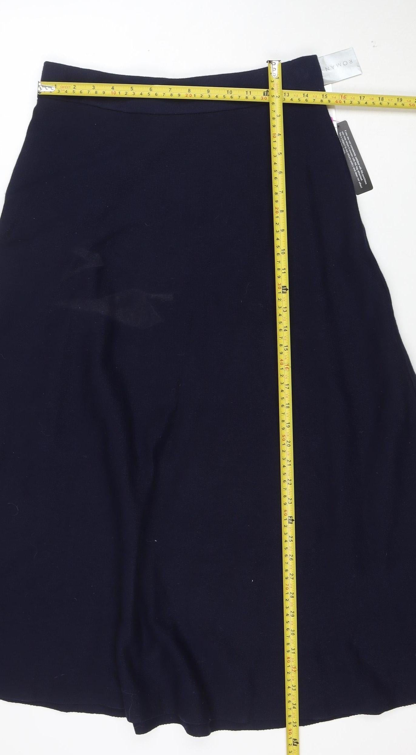 Roman Women’s Blue A-Line Midi Knit Skirt Size 14