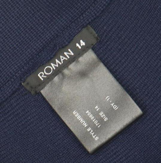 Roman Women’s Blue A-Line Midi Knit Skirt Size 14