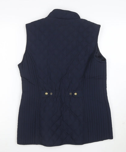 Joules Women's Blue Quilted Waistcoat UK 12 Sleeveless Gilet