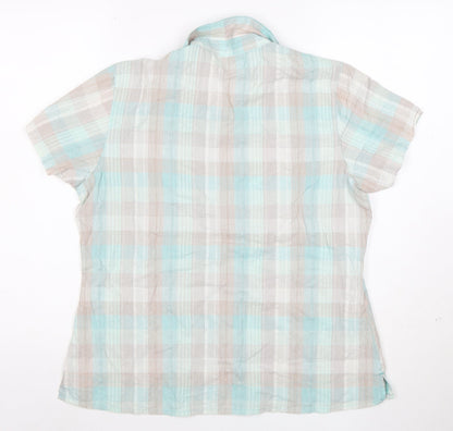 Regatta Women’s Multicoloured Check Cotton Short Sleeve Button-Up Shirt Size 14