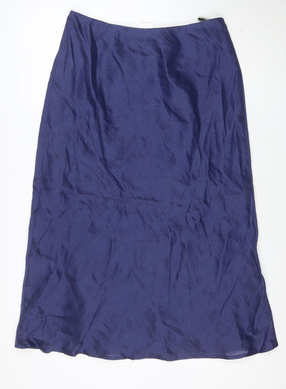 Minuet Women Blue Silk Blend Midi A-Line Skirt Size 16