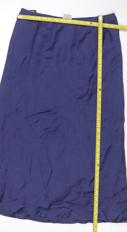 Minuet Women Blue Silk Blend Midi A-Line Skirt Size 16