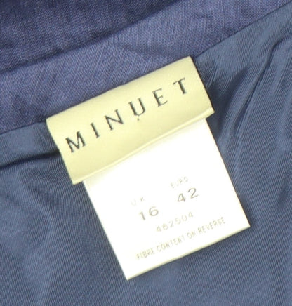 Minuet Women Blue Silk Blend Midi A-Line Skirt Size 16