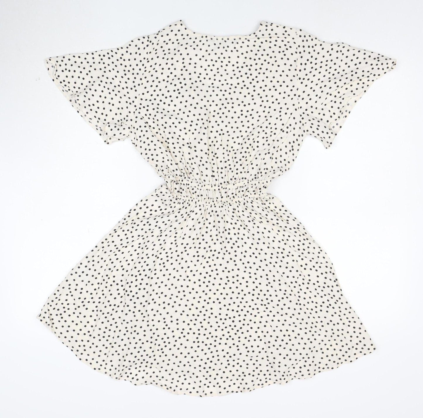Zara Women's Ivory Polka Dot A-Line Ruffle Dress XS
