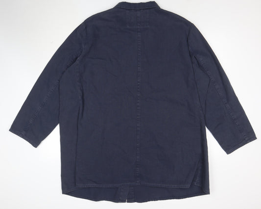 Seasalt Cornwall Womens Navy Cotton Blazer Jacket Size 24