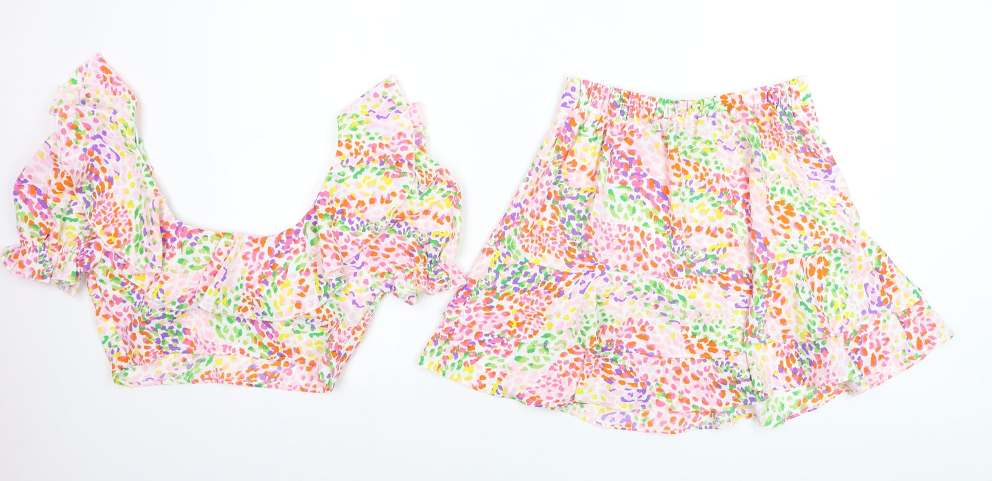 Quiz Women’s Multicoloured Ruffle A-Line Short Skirt Set UK 6/8