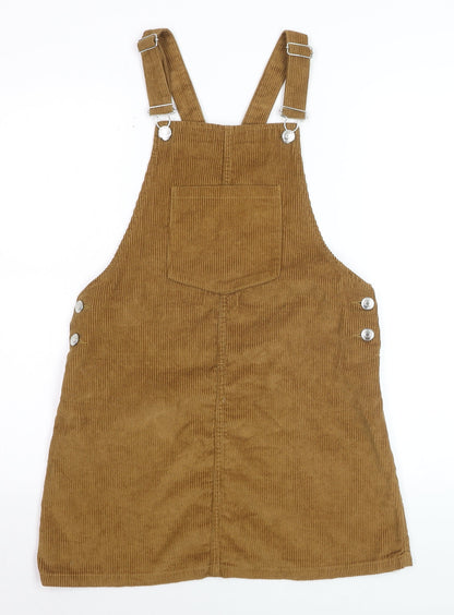 Stradivarius Women Brown Corduroy Pinafore Dress Size 12
