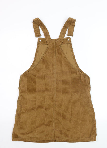 Stradivarius Women Brown Corduroy Pinafore Dress Size 12