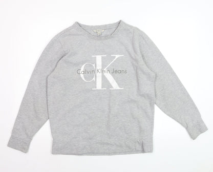 Calvin Klein Jeans Men's Grey Logo Pullover Sweatshirt Size S