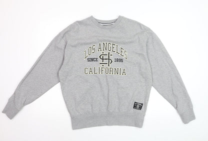 The Stronghold Men's Grey Graphic College Sweatshirt Small