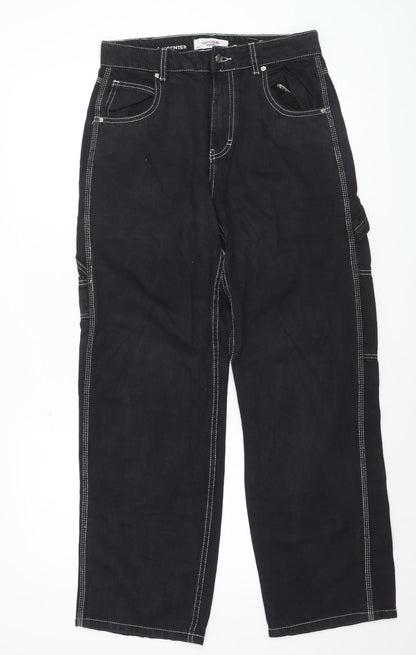 Jennyfer Womens Black Carpenter Jeans Size 10 Relaxed Fit Denim