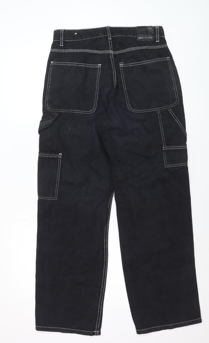 Jennyfer Womens Black Carpenter Jeans Size 10 Relaxed Fit Denim