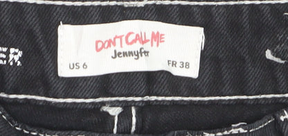 Jennyfer Womens Black Carpenter Jeans Size 10 Relaxed Fit Denim