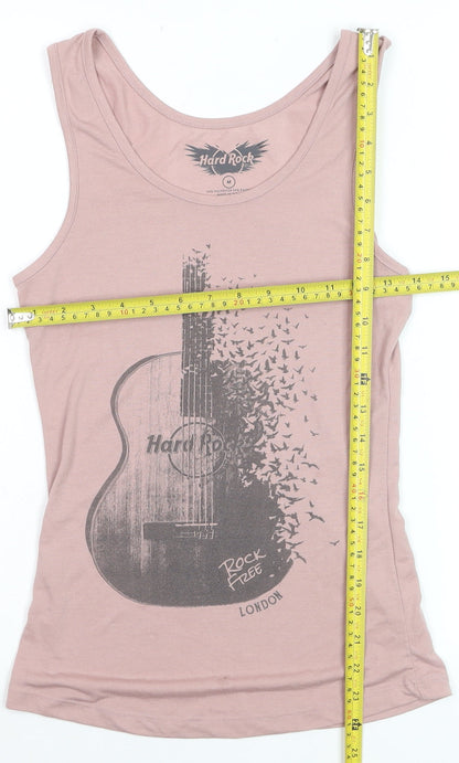 Hard Rock Women's Pink Tank Top Medium Music Graphic Rock London