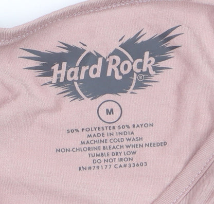 Hard Rock Women's Pink Tank Top Medium Music Graphic Rock London