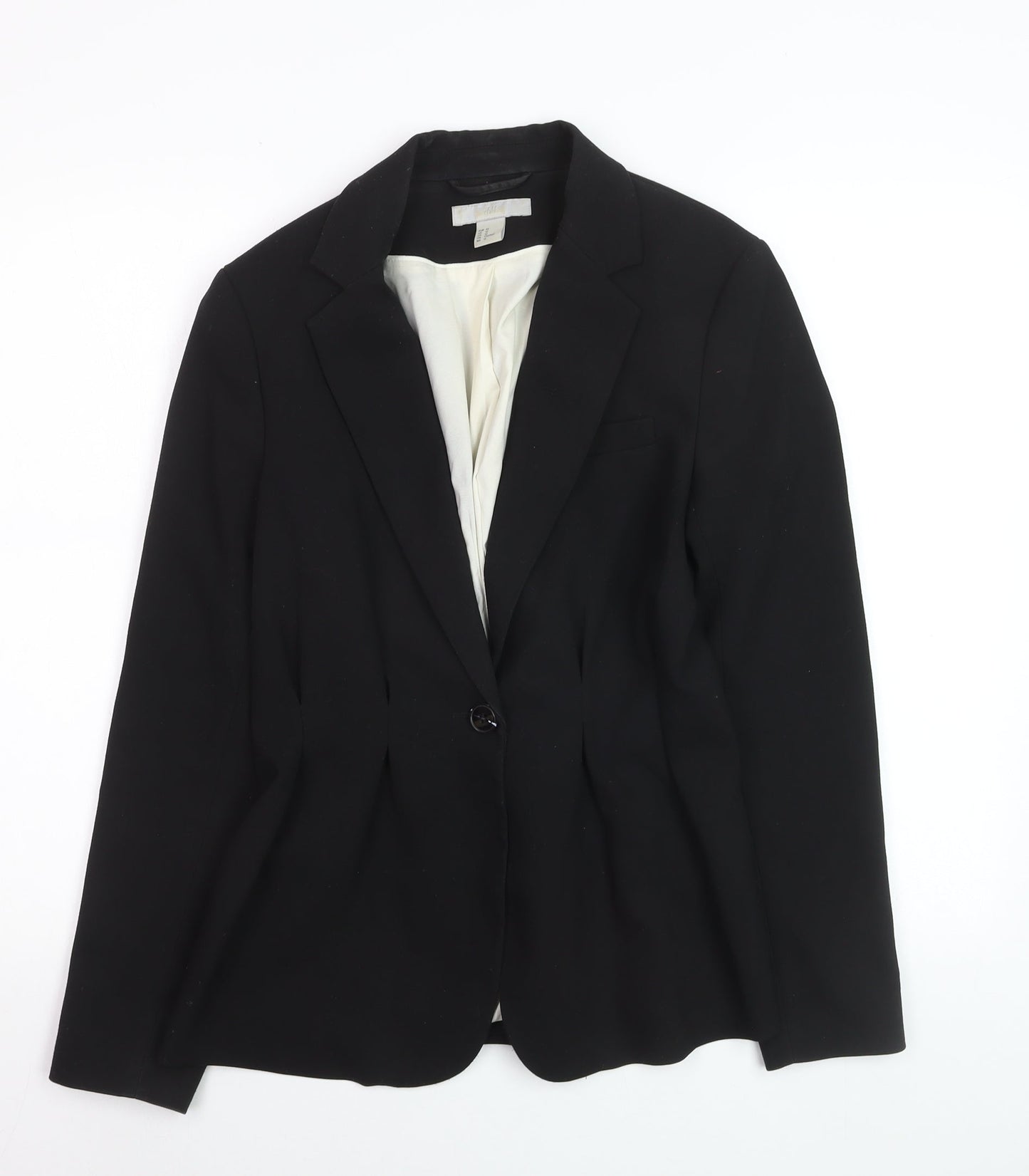 H&M Women Black Regular Fit Single-Breasted Suit Jacket Size 14