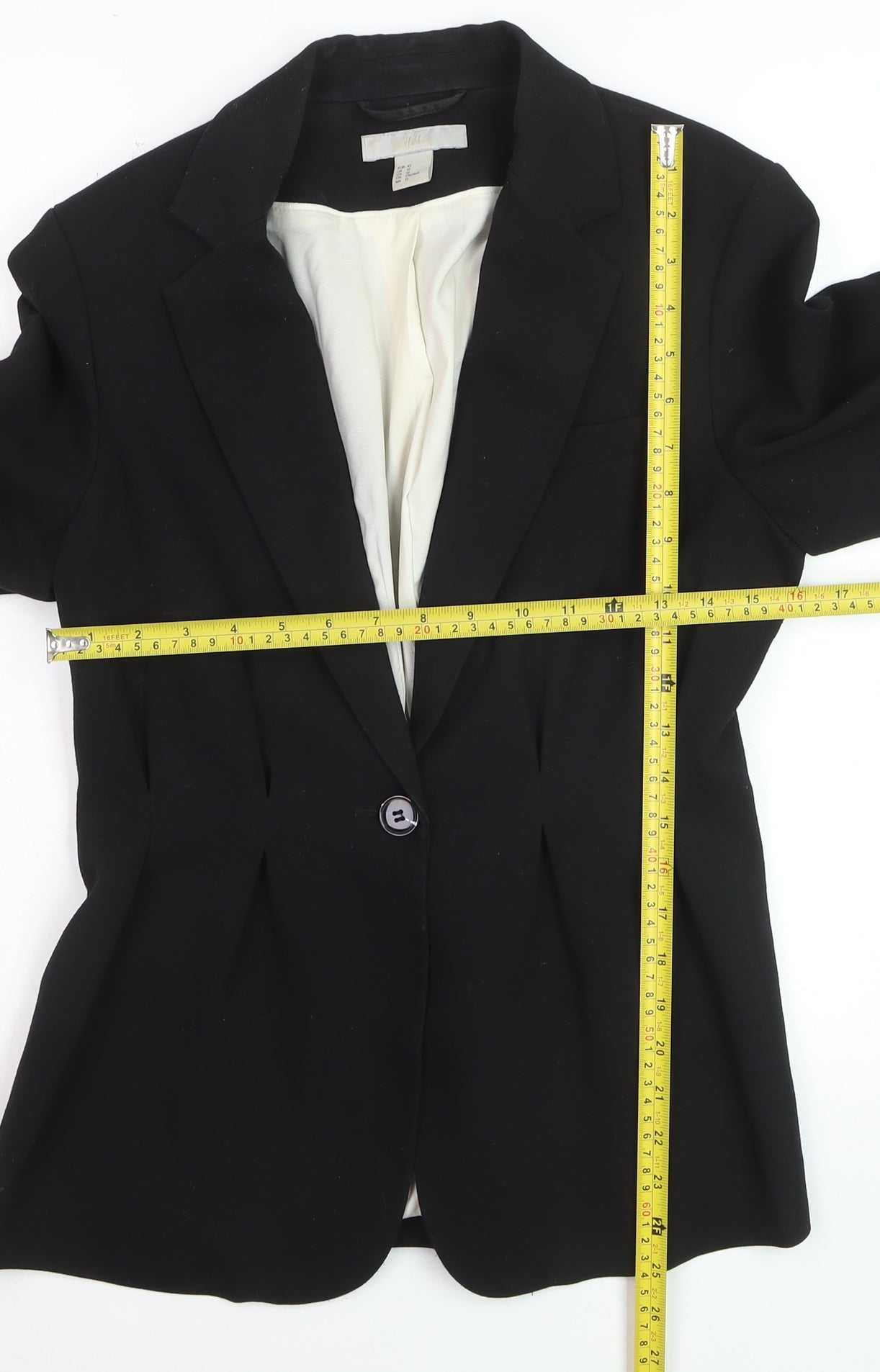 H&M Women Black Regular Fit Single-Breasted Suit Jacket Size 14