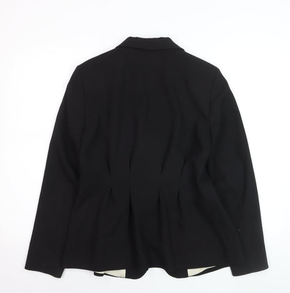 H&M Women Black Regular Fit Single-Breasted Suit Jacket Size 14