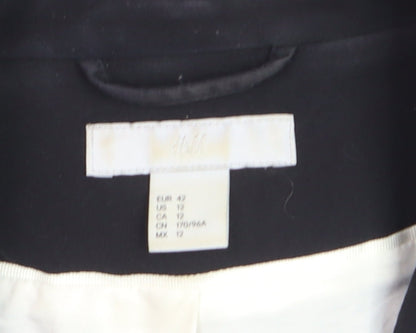 H&M Women Black Regular Fit Single-Breasted Suit Jacket Size 14
