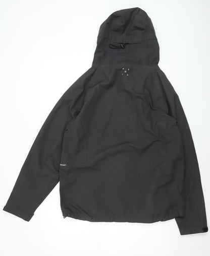 Pop Trading Company Men's Black Hooded Windbreaker Jacket Size M