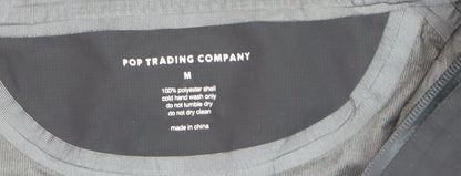 Pop Trading Company Men's Black Hooded Windbreaker Jacket Size M