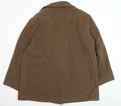 BHS Women’s Brown Wool Blend Pea Coat Size 20 Long Sleeve Lined
