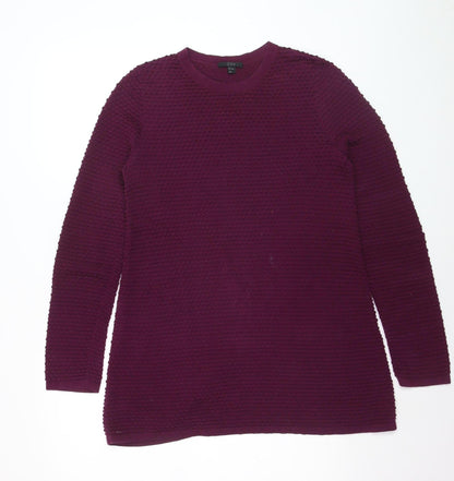 COS Women's Purple Cotton Textured Knit Long Sleeve Pullover Jumper Size S