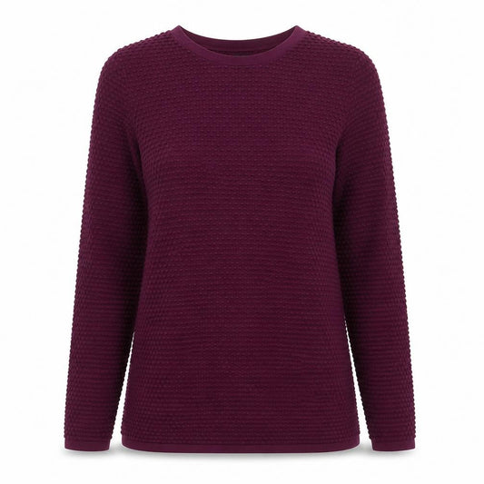 COS Women's Purple Cotton Textured Knit Long Sleeve Pullover Jumper Size S