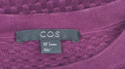COS Women's Purple Cotton Textured Knit Long Sleeve Pullover Jumper Size S