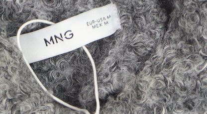 Mango Women’s Grey Short Button-Up Jacket Size M Wool-Effect Classic Style